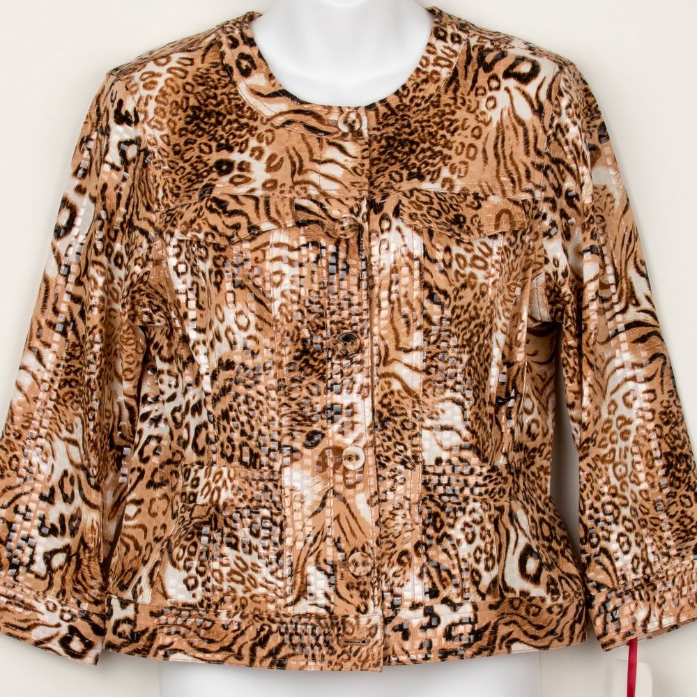 Ruby Rd. Shiny Leopard Design Jacket - NWT